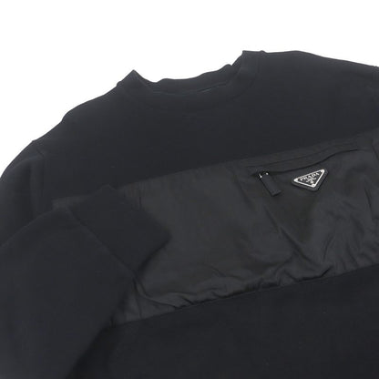 Prada 2022 Ujl096 Ferpa Double Material Switch Triangle Logo Sweatshirt Black