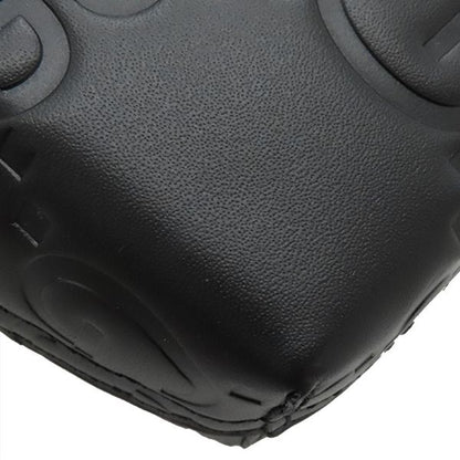 Gucci 2way Bag GG Super Mini Bag Leather Black Gold Hardware Black Handbag