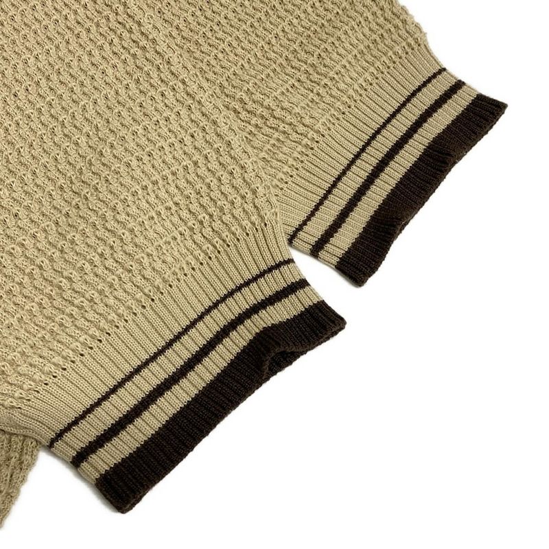 Prada Short Sleeved Sweater Size 46 L Women - Umb758 Beige And Brown Cotton Silk