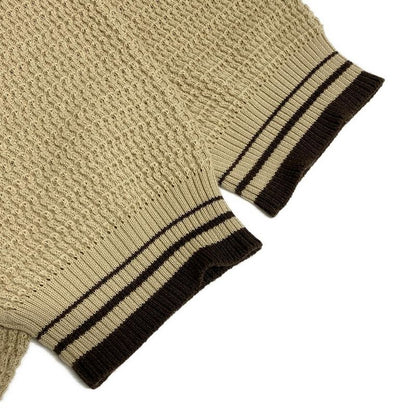 Prada Short Sleeved Sweater Size 46 L Women - Umb758 Beige And Brown Cotton Silk