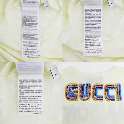 Gucci T-shirt Maison DE L'amor M Size White Sequin Logo Ladies' Clothing