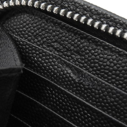 Saint Laurent Long Wallet Round Zipper Long Wallet Grain Leather Black Silver