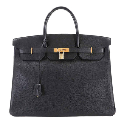 Hermes Birkin 40 Black Hand Bag Vintage Gold