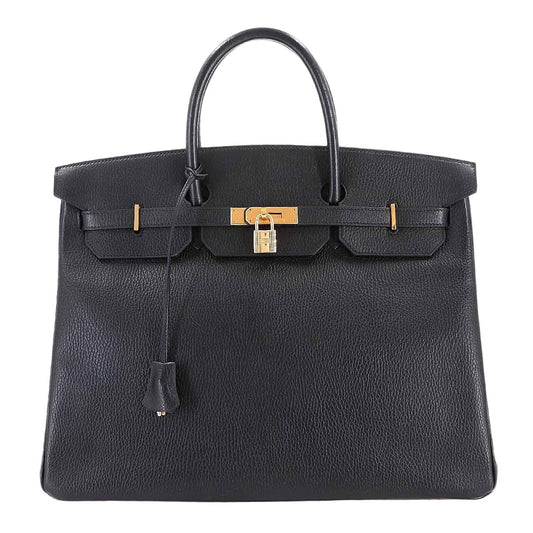 Hermes Birkin 40 Black Hand Bag Vintage Gold