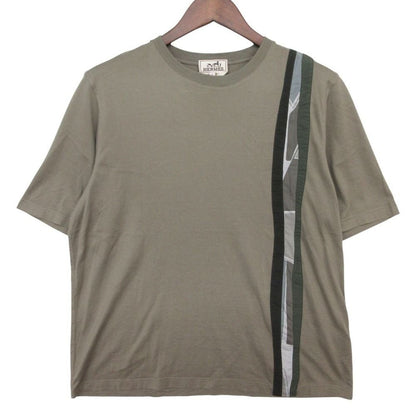 Hermes Short Sleeve T-Shirt Onde Colore Pullover Top Khaki Sweater