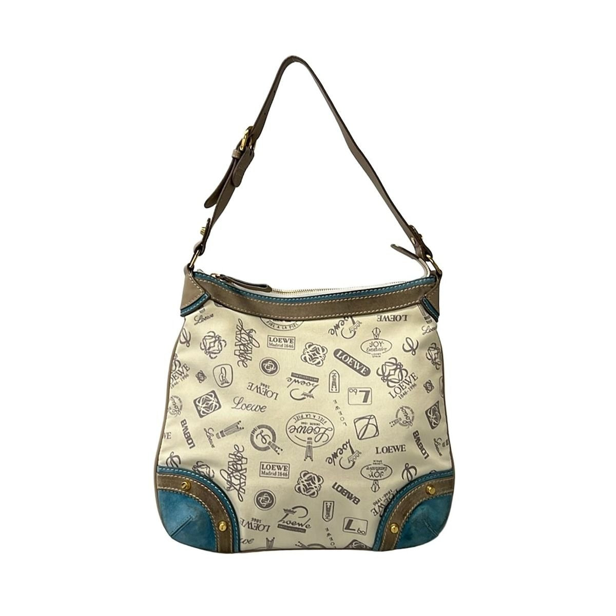 Loewe Shoulder Bag Ivory Blue Gray Beige 160 Aniversario Leather X