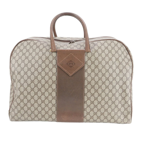 Gucci GG Supreme Leather Boston Bag Business Travel Tote Carry Brown Ebm