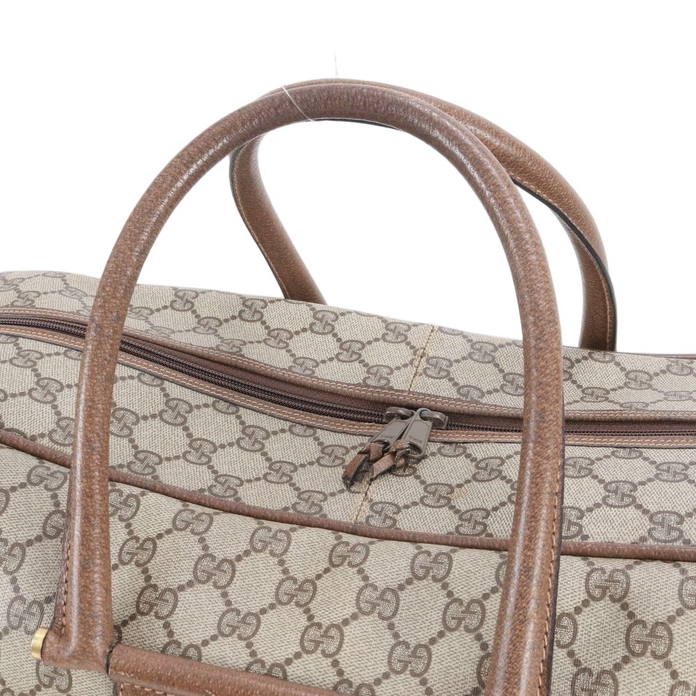 Gucci GG Supreme Leather Boston Bag Business Travel Tote Carry Brown Ebm — view 2