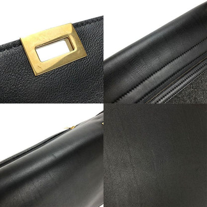 Celine Handbag Trapeze Leather Wool Black Gray Shoulder Women Celine