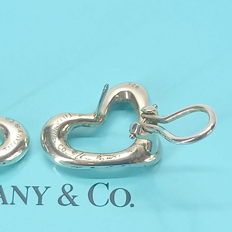 Open Heart Stud Earrings 925 Silver Tiffany &co