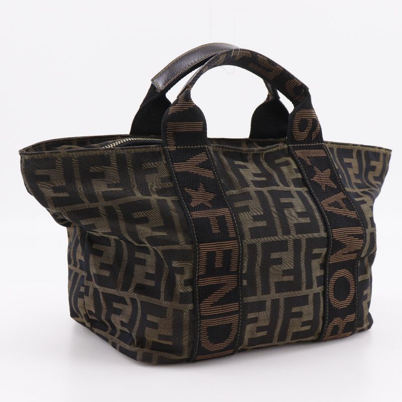 Fendi Zucca Nylon Canvas Brown Women's Handbag
