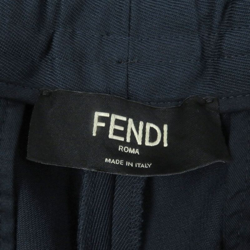 Fendi 2022 Fb0825 FF Logo Hardware Easy Pants Tapered Pants Navy 46 Made In