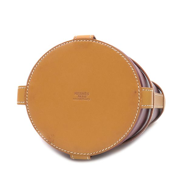 Hermes Handbag Muselière 2 Box Calf Rouge Vif X Natural X Havana Gold Hardware