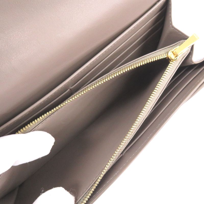 Celine Large Flap Wallet Leather Gray Long Wallet 0123 Celine