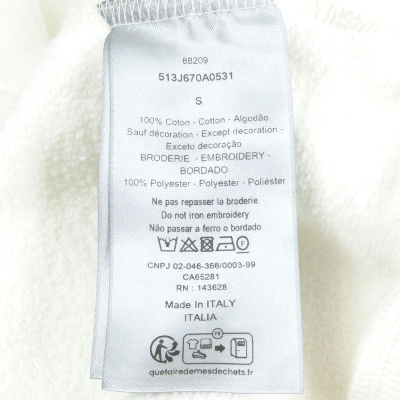 DIOR Homme 513j670a0531 Louis Hamilton 100% Cotton Sweatshirt Ivory S Made In