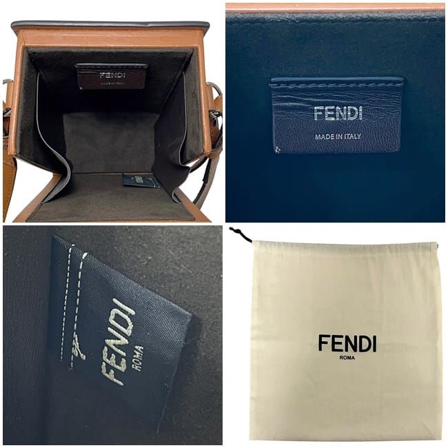 Fendi Shoulder Bag Box Bag Brown 7va519 Excellent Condition