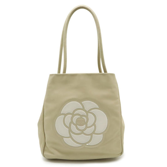 Chanel Camellia Logo Tote Shoulder Leather