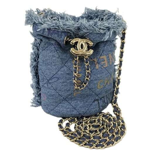 Chanel Chain Shoulder Bag Denim Blue Multicolor