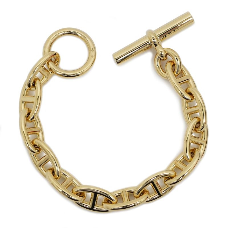 Hermes Chaine D'ancre GM Bracelet 750 YG Yellow Gold 12 Pieces