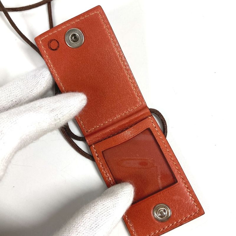 Hermes Necklace Photo Case Photo Pendant Leather Pink