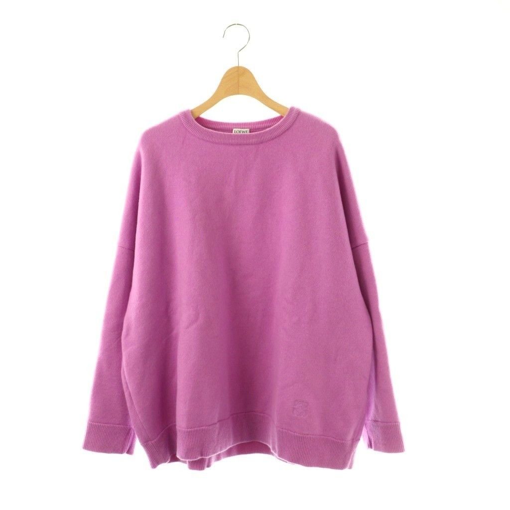 Loewe Anagram Embroidery Cashmere Neck Sweater Knit Pullover Xs Purple CX