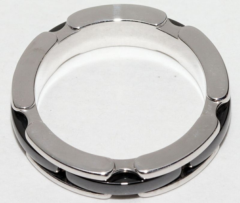 Chanel Ring 18K White Gold Black Ceramic Ultra Collection Ring Small Model J3092