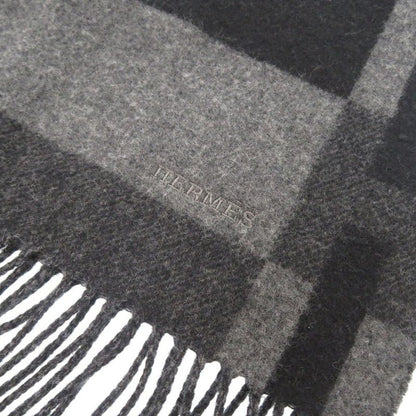 Hermes H Passant Cashmere Grey Black Scarf 0734 Hermes
