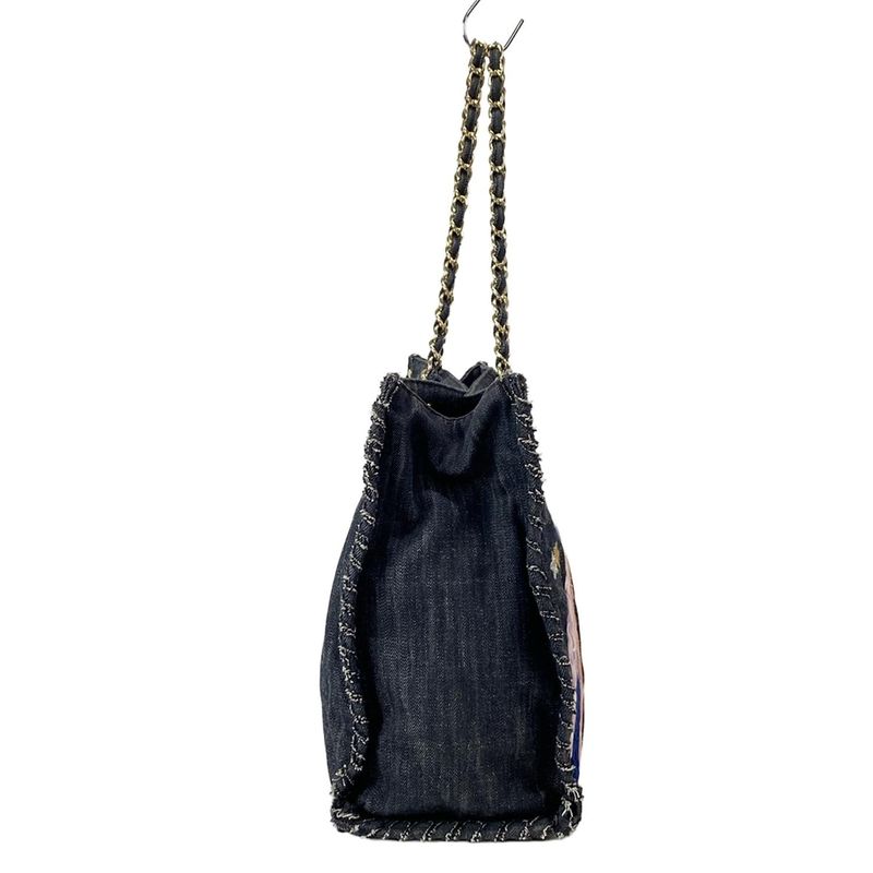 Chanel Tote Bag - Dark Navy White And Multi Embroidered Night Flight Chain
