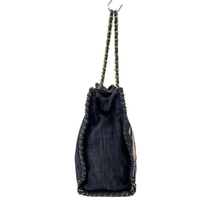 Chanel Tote Bag - Dark Navy White And Multi Embroidered Night Flight Chain
