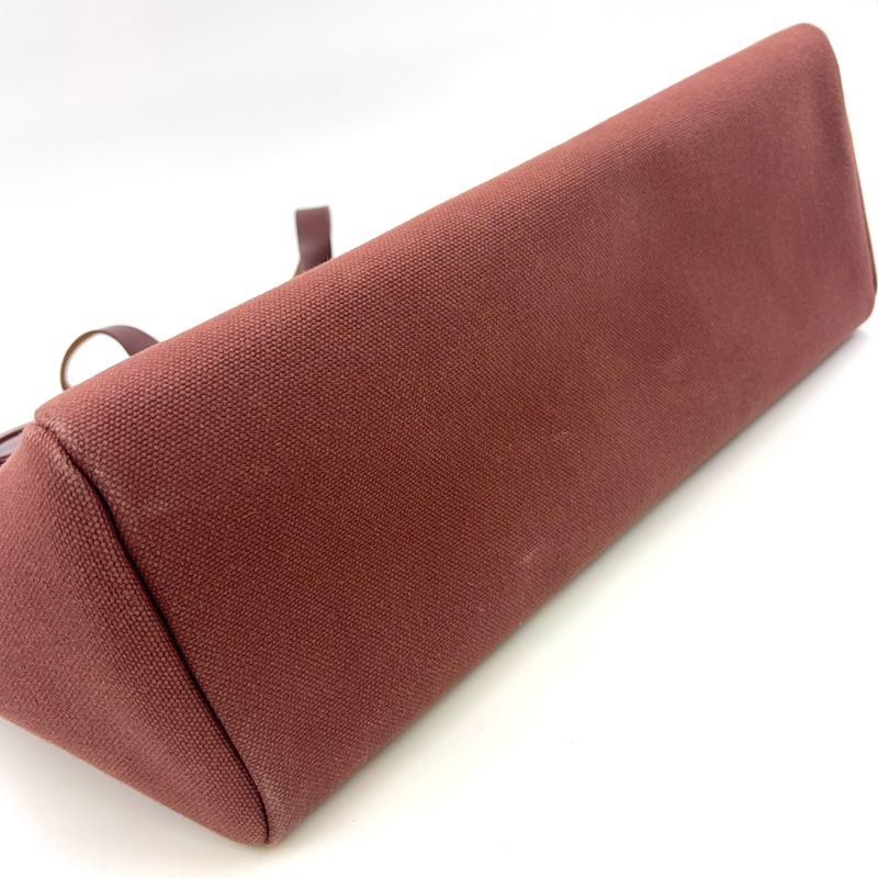 Hermes Herbag Cabas Su GM □F Engraved Leather × Canvas Brown Shoulder Bag Gold