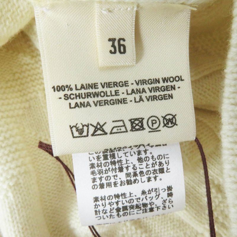 Hermes 23AW 3h2617d4 Virgin Wool H Motif Crewneck Long Sleeve Knit Ivory 36