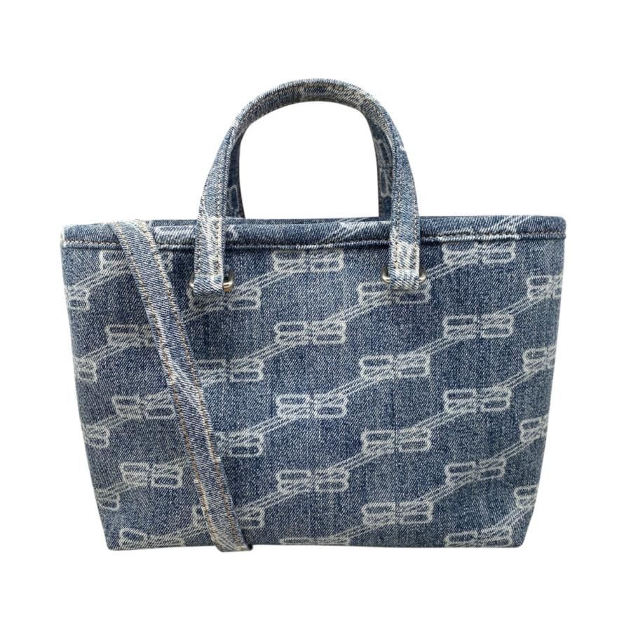 Balenciaga Handbag Shoulder Bag Denim Bag BB monogram Blue Silver