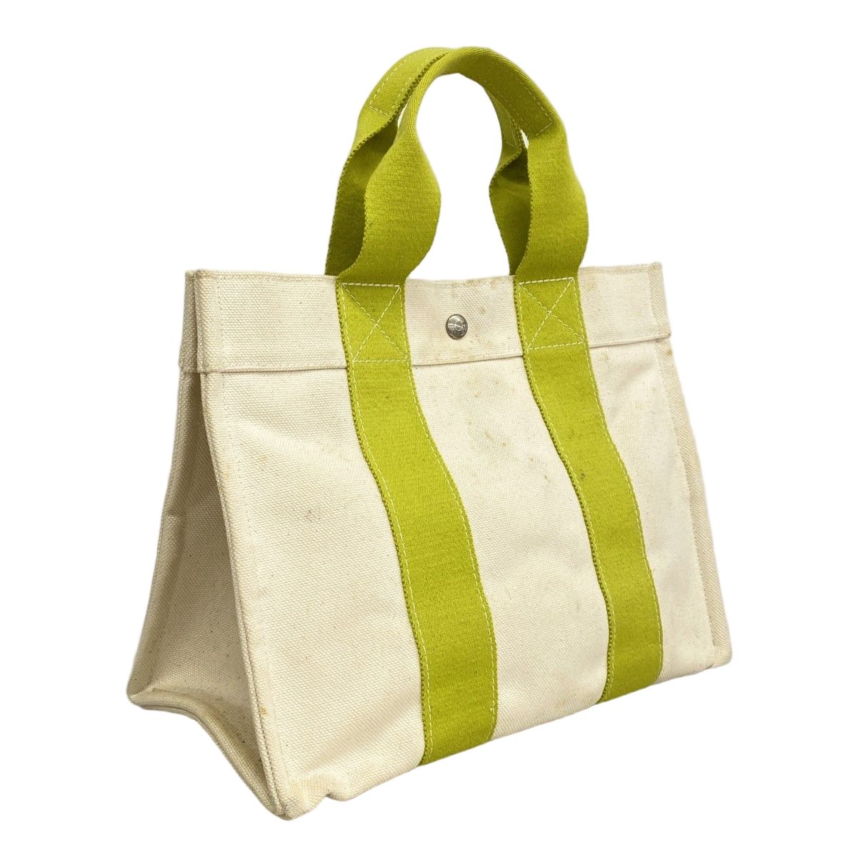 Hermes Tote Bora PM Canvas Green Silver — view 2