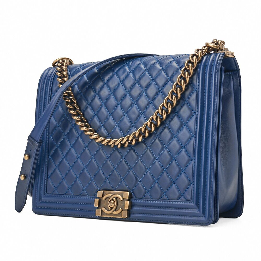 Chanel Boy Chanel Matelasse Chain Shoulder Vintage Calf Large Size Gold