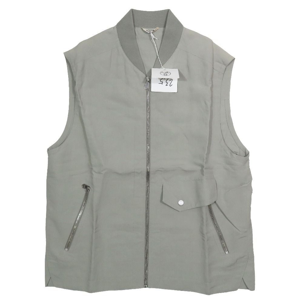 Hermes Series Button Zip Up Vest Jacket Sleeveless Light 50 Gray
