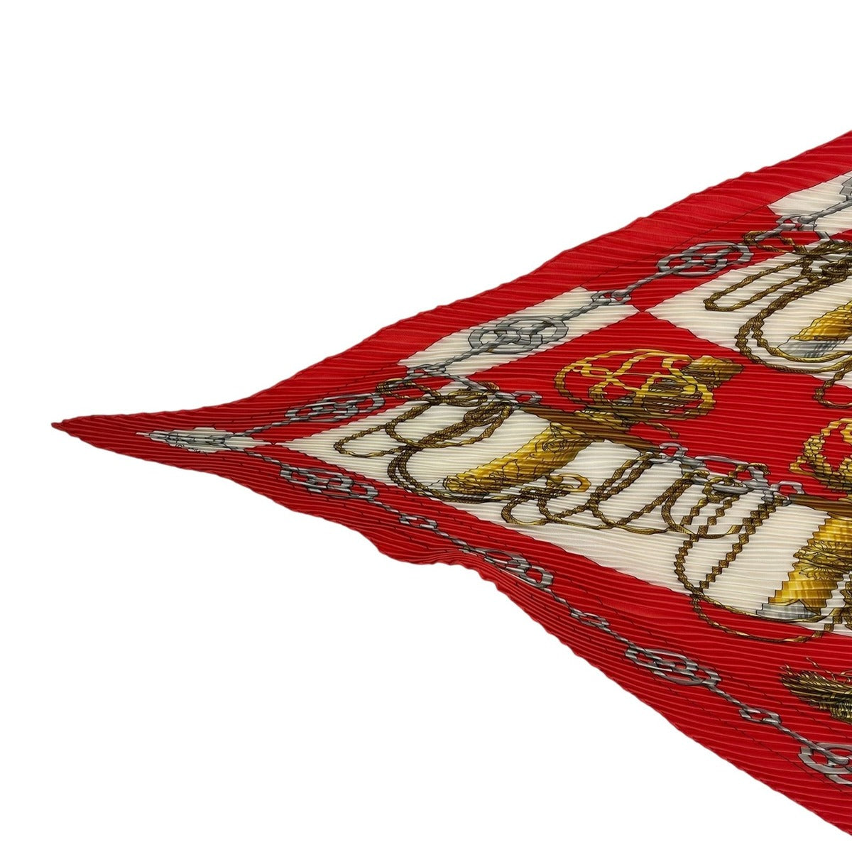 Hermes Scarf Pleats Silk Cliquetis Ticking Sword Handle Red — view 3