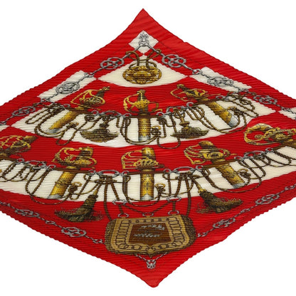 Hermes Scarf Pleats Silk Cliquetis Ticking Sword Handle Red — view 4