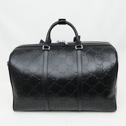 Gucci GG Embossed Boston Bag Black 725282 520981 Leather 2way Shoulder