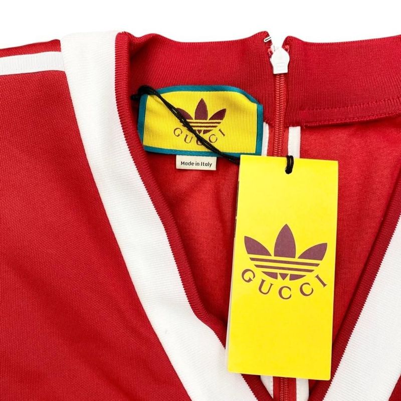 Gucci X Adidas Collaboration Jersey Dress Sideline 712711 S Size Trefoil V Neck