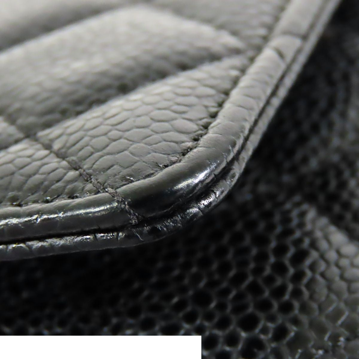 Chanel Chain Wallet Black Gold Caviar Leather CC Logo Shoulder Bag — view 6