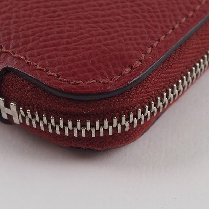 Hermes Azap Silk-in Vaux-epson And Silk Rouge Red X Unisex Long Wallet