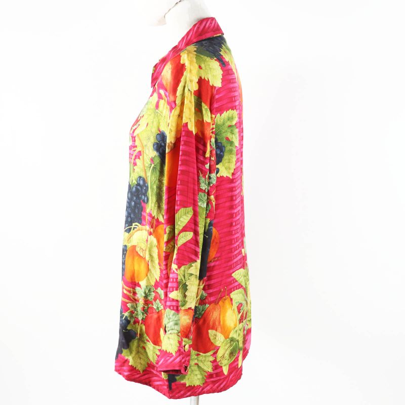 Gucci Vintage 1994 Tom Ford Period 100% Silk With Gold Buttons Fruit Print