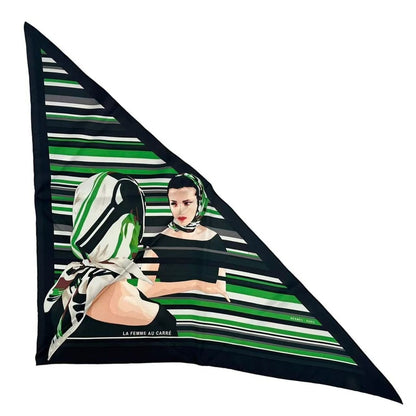 Hermes Scarf Silk Pointe la Femme AU Carre Green — view 2