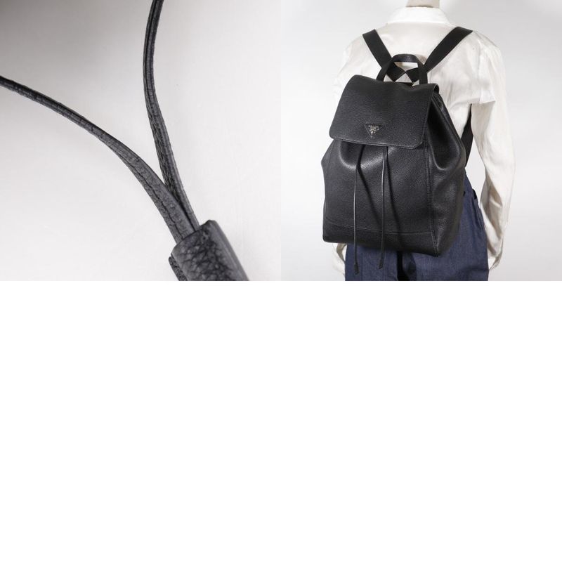 Prada Backpack 1bz007 Calf Black Unisex Backpack/daypack
