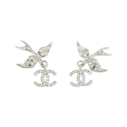 Chanel Earrings Silver Crystal
