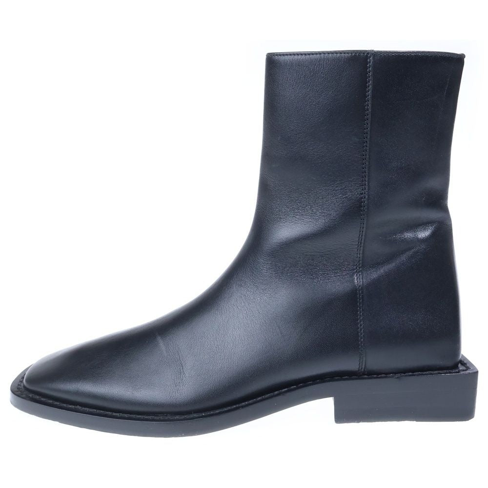 Balenciaga BB Logo Square Toe Side Zip Ankle Boots Black