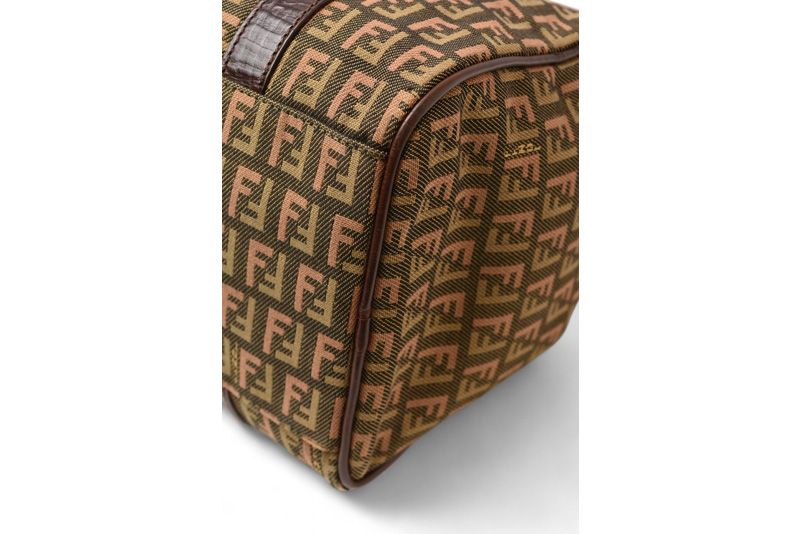 Fendi Bag Mini Boston Bag Fendi Zucca Pattern 8bl068 Khaki Brown