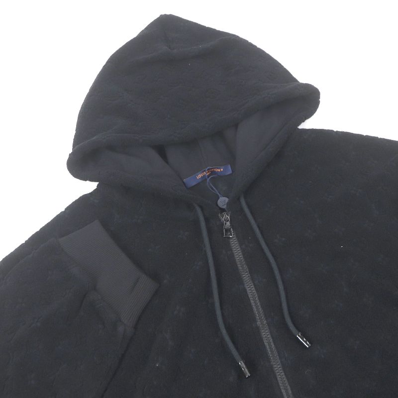 Louis Vuitton 2023 Hpy41w Monogram Pile Zip Hoodie Black 5l/rare Size With Box
