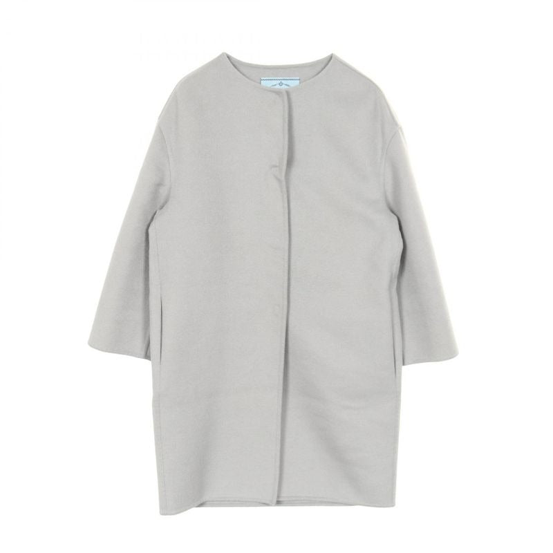Prada Gray Wool Collarless Coat