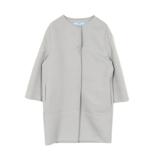 Prada Gray Wool Collarless Coat
